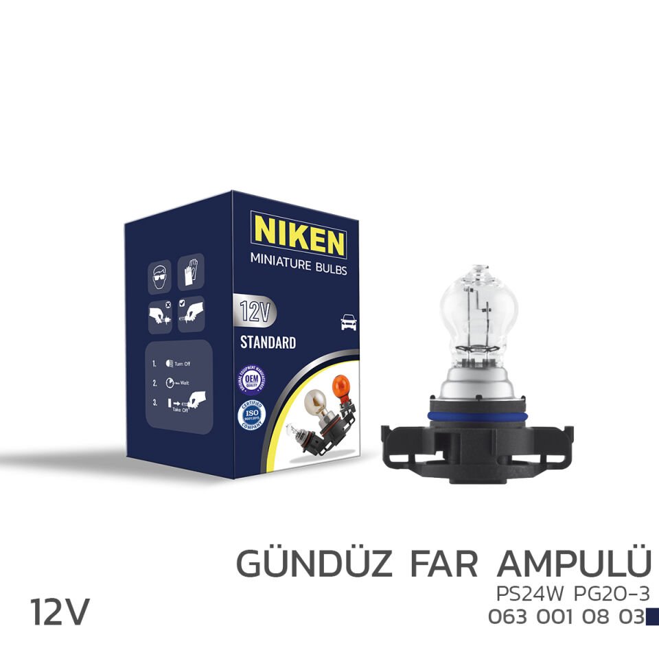NIKEN 12V PS24W GÜNDÜZ FAR AMPULÜ (PG20-3) 10LU