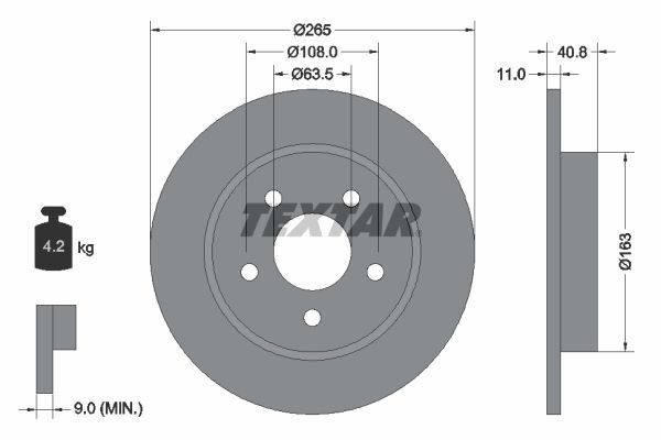 FORD C-MAX/FOCUS 03- FREN DISKI ARKA 9M51 2A315 BB TEXTAR 2'li Paket