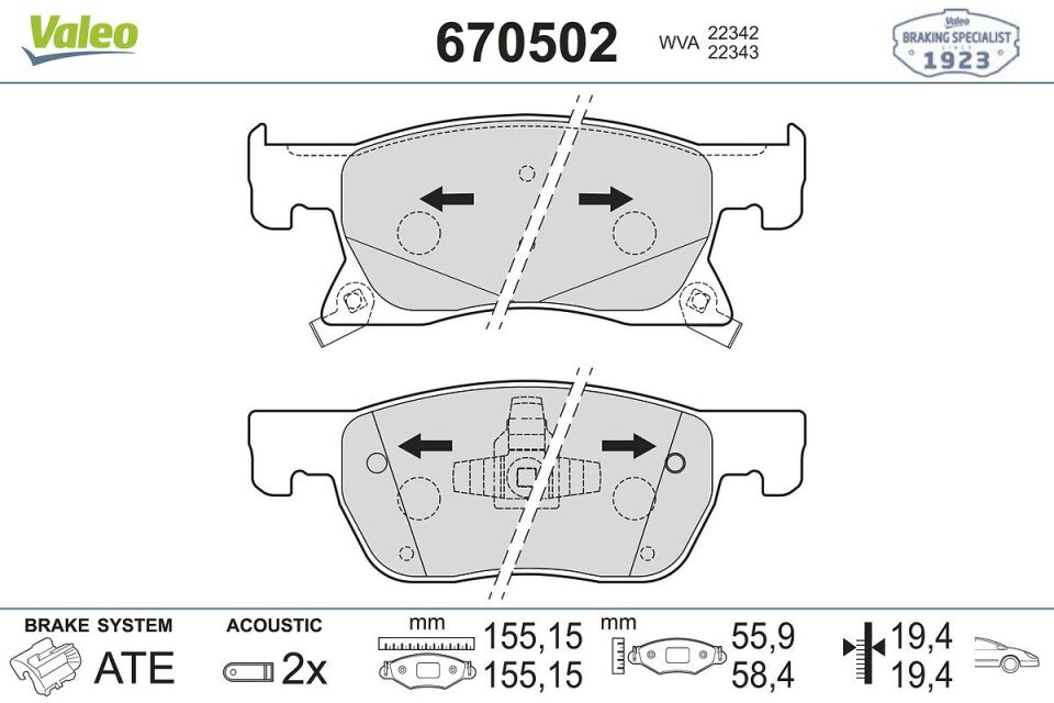OPEL ASTRA K 16-21 FREN BALATASI ÖN 39103797 VALEO