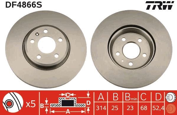 AUDI A4-A5-Q5 08- FREN DISKI ÖN 8K0615301 TRW 2'li Paket
