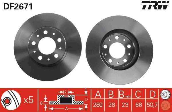 VOLVO S70/V70/C70 91- FREN DISKI ÖN 31262092 TRW 2'li Paket