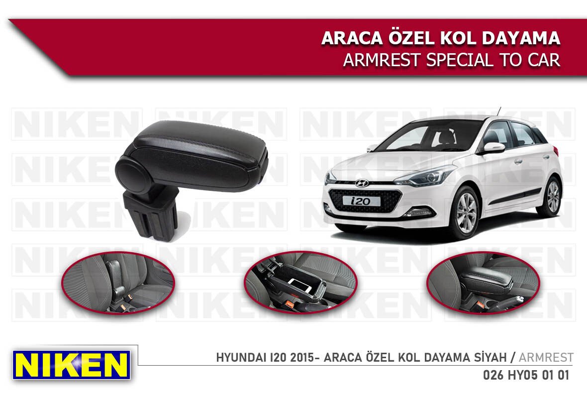HYUNDAI I20 2015- ARACA ÖZEL KOL DAYAMA SİYAH
