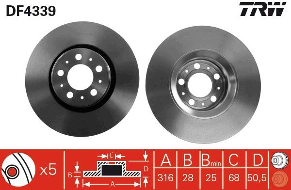VOLVO S60/V70/XC90 02- FREN DISKI ÖN 30636074 TRW 2'li Paket