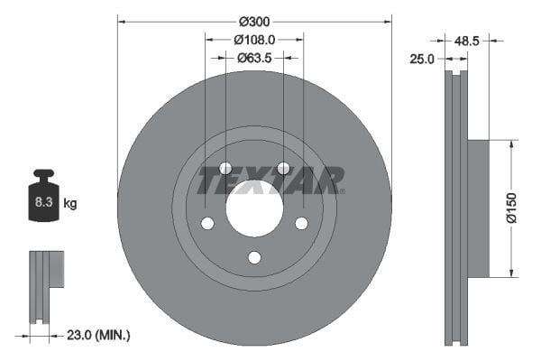 FORD FOCUS C-MAX CONNECT C30 C70 S40 V40 V50 07- FREN DISKI ÖN 7M51 1125 BB TEXTAR 2'li Paket