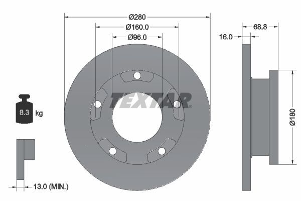 FORD TRANSIT V-347 06- FREN DISKI ARKA 6C11 2A097 AB TEXTAR 2'li Paket