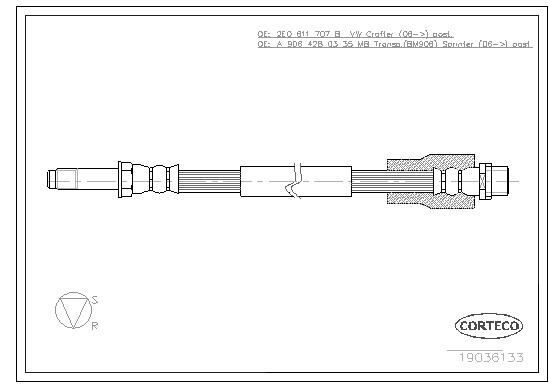 MERCEDES-BENZ SPRT.W906 06- FREN HORTUMU ARKA A9064280335 CORTECO
