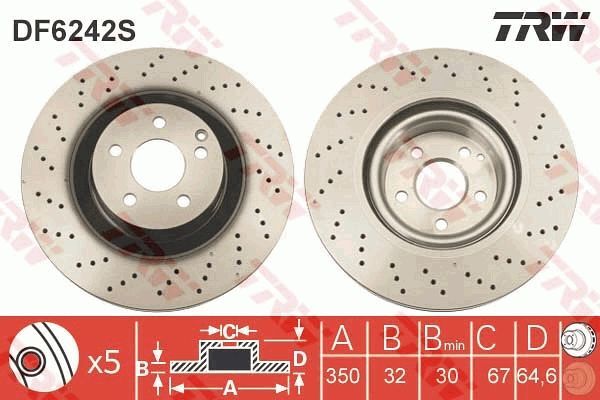 MERCEDES-BENZ W221-211-216-230 06-13 FREN DISKI ÖN A2214211112 TRW 2'li Paket