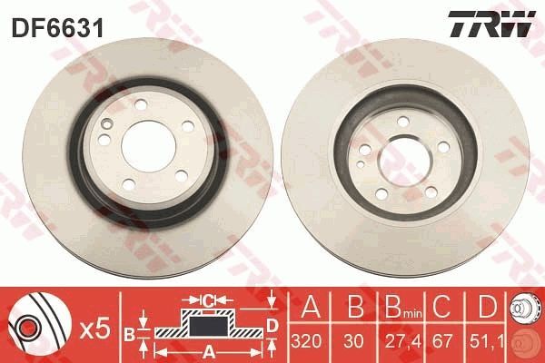 MERCEDES-BENZ A-CLASS (W176), B-CLASS (W246, W242) 2014-2015 FREN DISKI ÖN A2464212612 TRW 2'li Paket