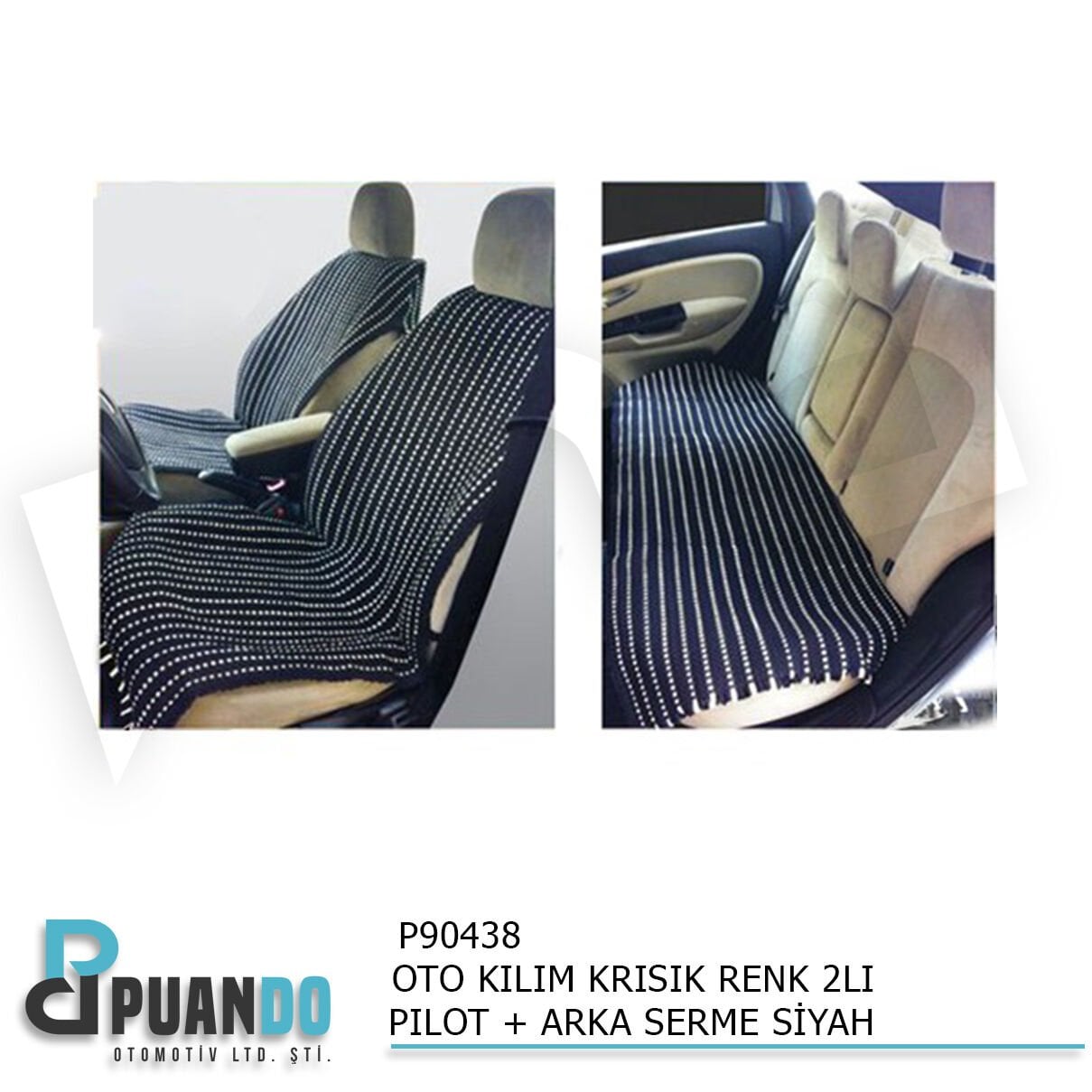 OTO KILIM KRISIK RENK 2LI PILOT + ARKA SERME SİYAH
