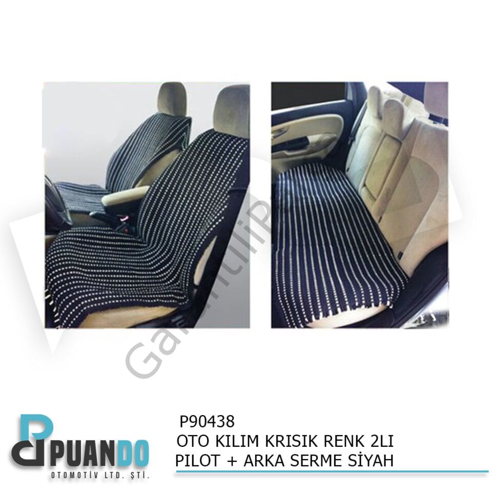 OTO KILIM KRISIK RENK 2LI PILOT + ARKA SERME SİYAH