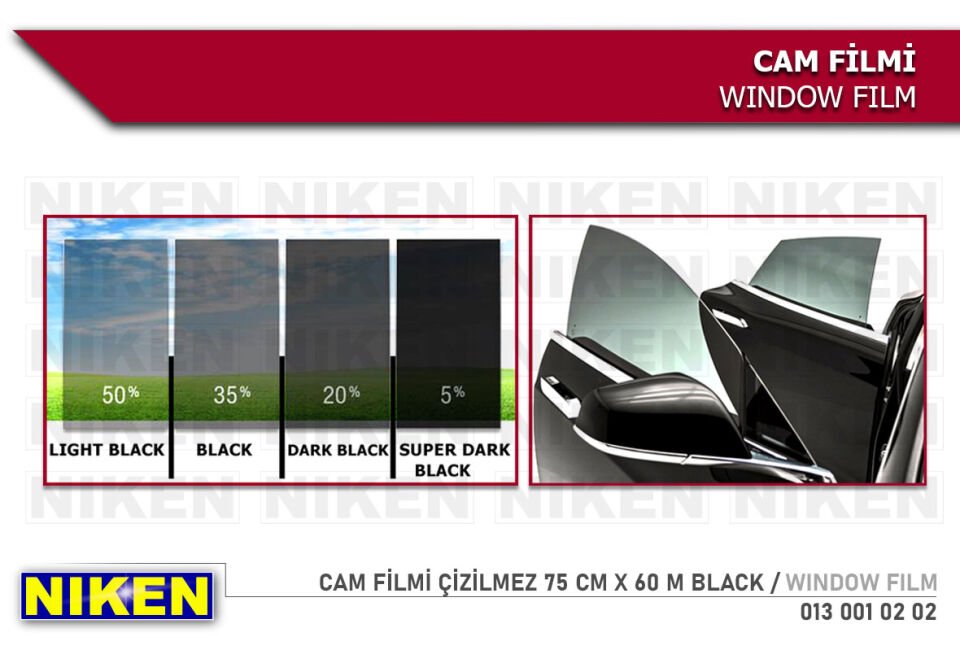 CAM FİLMİ ÇİZİLMEZ 75 CM X 60 M BLACK