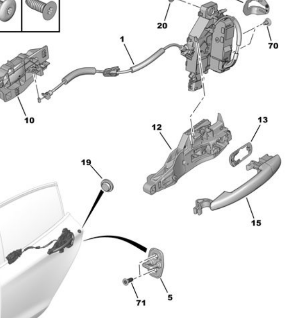 PEUGEOT PARTNER/BERLINGO207/C4 07- KAPI KOLU OE-PSA