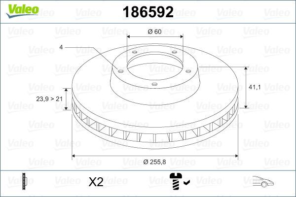 OPEL ASTRA G 98-07 FREN DISKI ÖN 569059 VALEO 2'li Paket