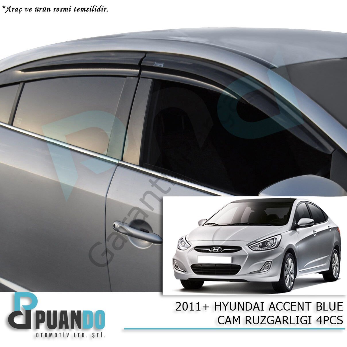 HYUNDAI Accent Blue Cam Rüzgarlığı 4PCS 2011+