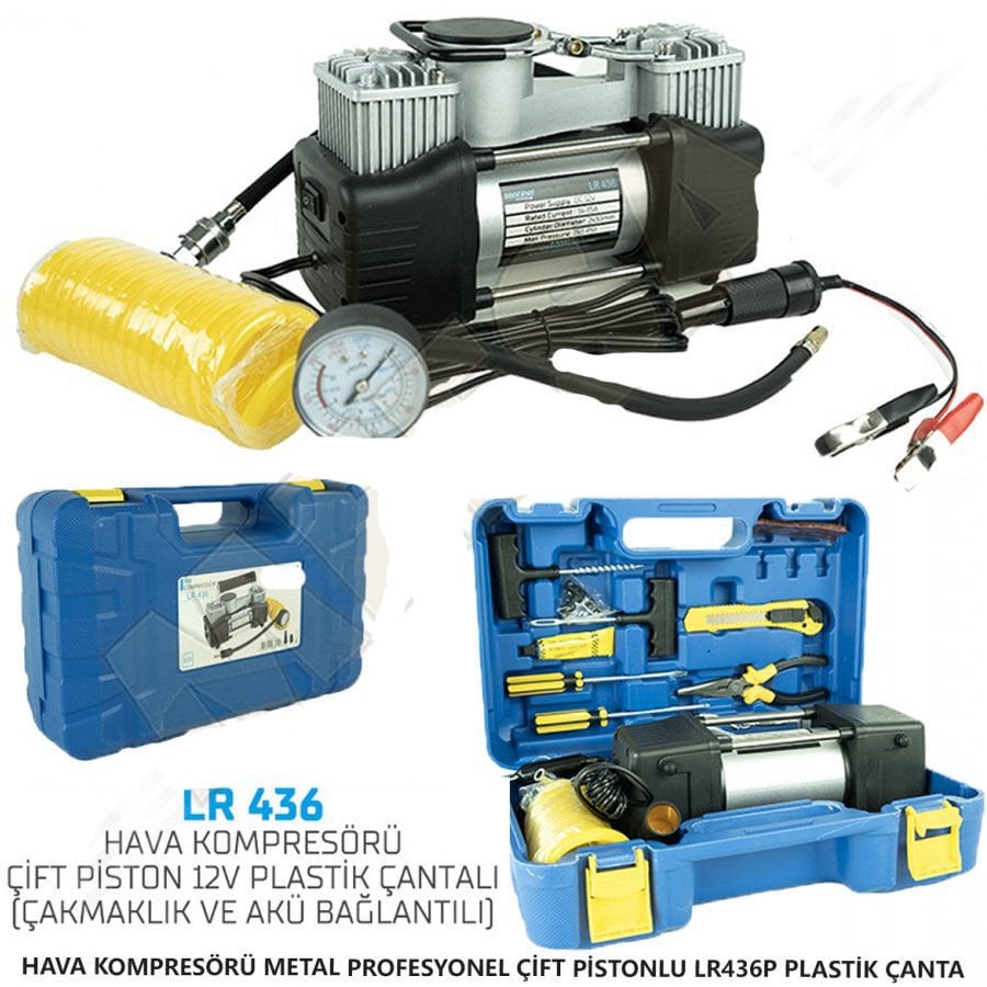 HAVA KOMPRESÖRÜ ÇİFT PİSTON PLASTİK ÇANTALI