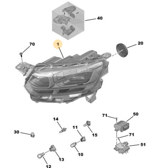 PSA BERLINGO K9 18- FAR SAG 9816824780 OE-PSA