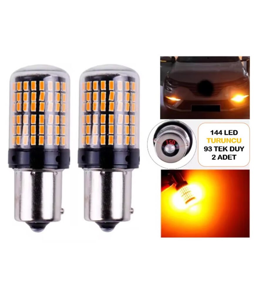 LED AMPUL 93 TEK DUY CANBUS 144 LEDLİ TURUNCU
