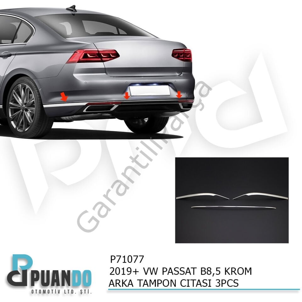 2019+ VW PASSAT B8,5 KROM ARKA TAMPON CITASI 3PCS