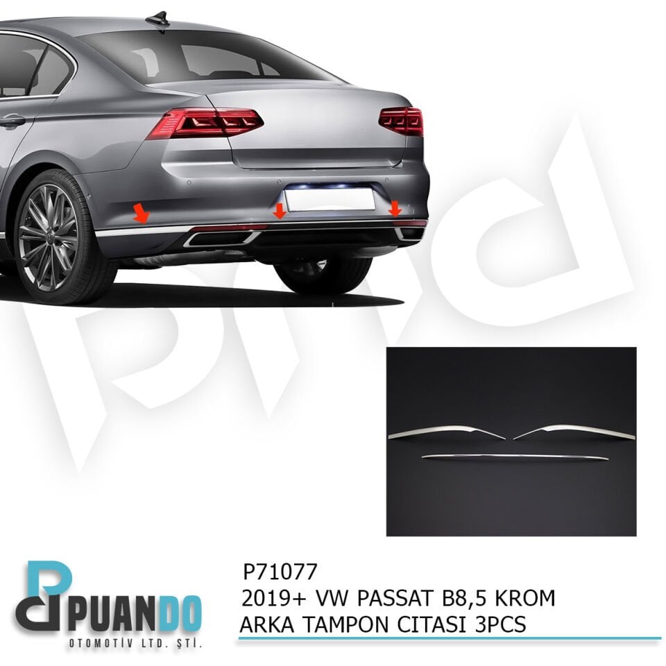 2019+ VW PASSAT B8,5 KROM ARKA TAMPON CITASI 3PCS