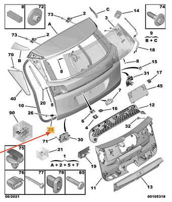 PSA PEUGEOT 97-00 BAGAJ KAPAK TAKOZU OE-PSA