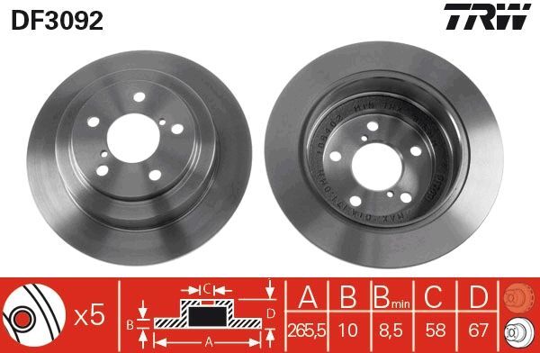 SUBARU FORESTER (SF, SG) 98-07 FREN DISKI ARKA 26310-AA051 TRW 2'li Paket