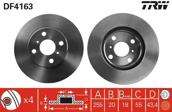 TOYOTA YARIS (P1) 99-05 FREN DISKI ÖN 43512-52040 TRW 2'li Paket