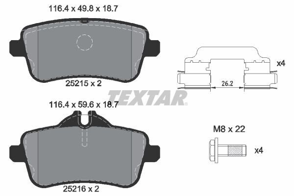 MERCEDES-BENZ W166-176-117-SLK172 11- FREN BALATASI ARKA A0074207720 TEXTAR