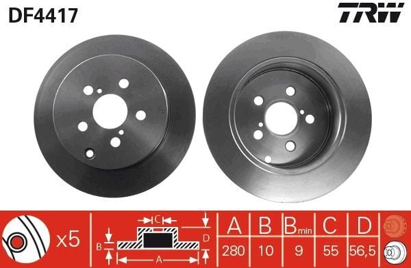 TOYOTA AVENSIS (T25) 03-08 FREN DISKI ARKA 42431-05030 TRW 2'li Paket