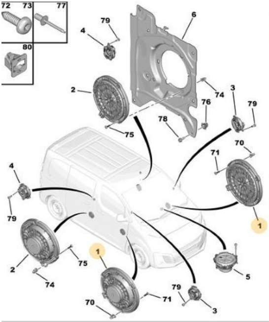 PEUGEOT 208/2008/EXPERT 4/TRAVELLER 12- HOPARLÖR OE-PSA