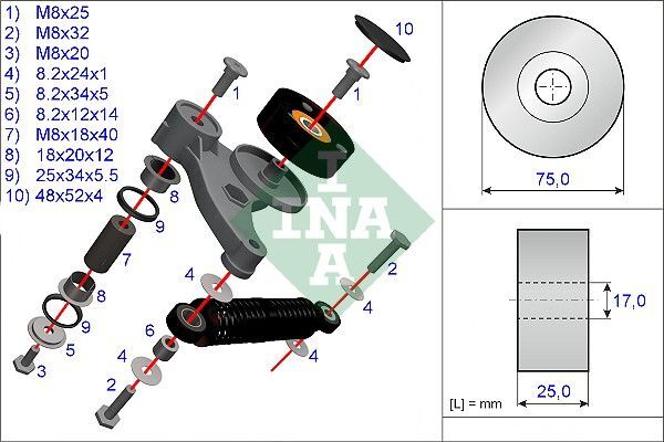 VOLKSWAGEN PASSAT-A4-A6 97-04 V KAYIS GERGISI KOMPLE 059145283A INA