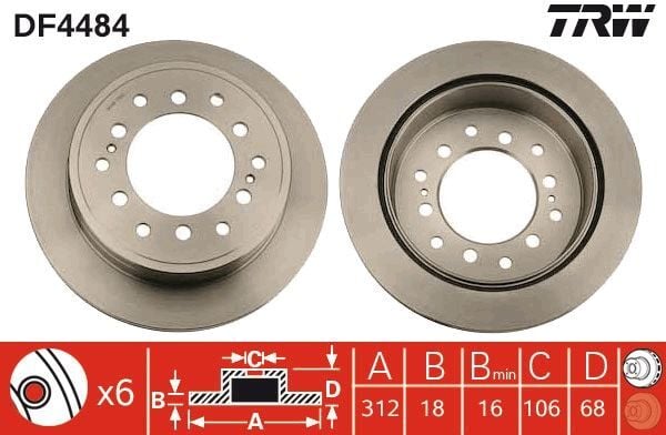 TOYOTA LAND CRUISER (J9) : LAND CRUISER PRADO (J12) 03-06 96-02 FREN DISKI ARKA 42431-60200 TRW 2'li Paket