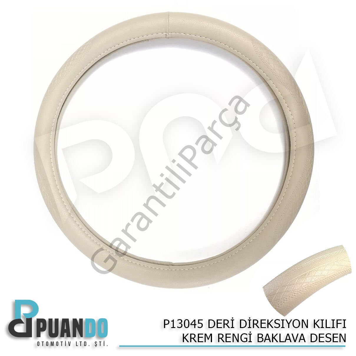 DERI DIREKSIYON KILIFI KREM RENGI BAKLAVA DESEN