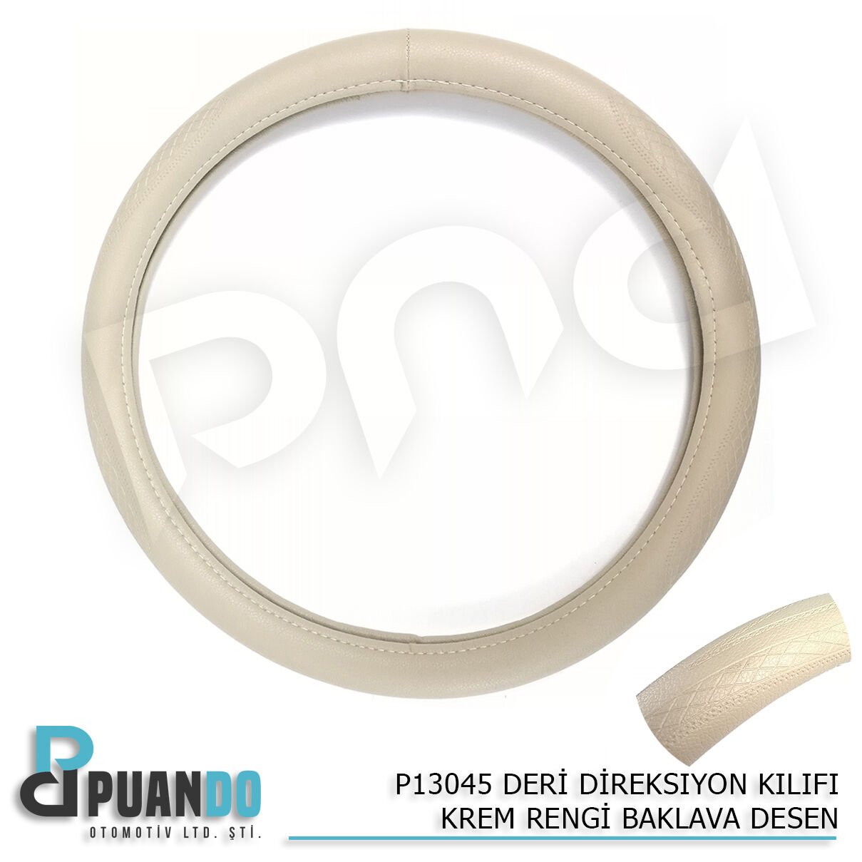 DERI DIREKSIYON KILIFI KREM RENGI BAKLAVA DESEN