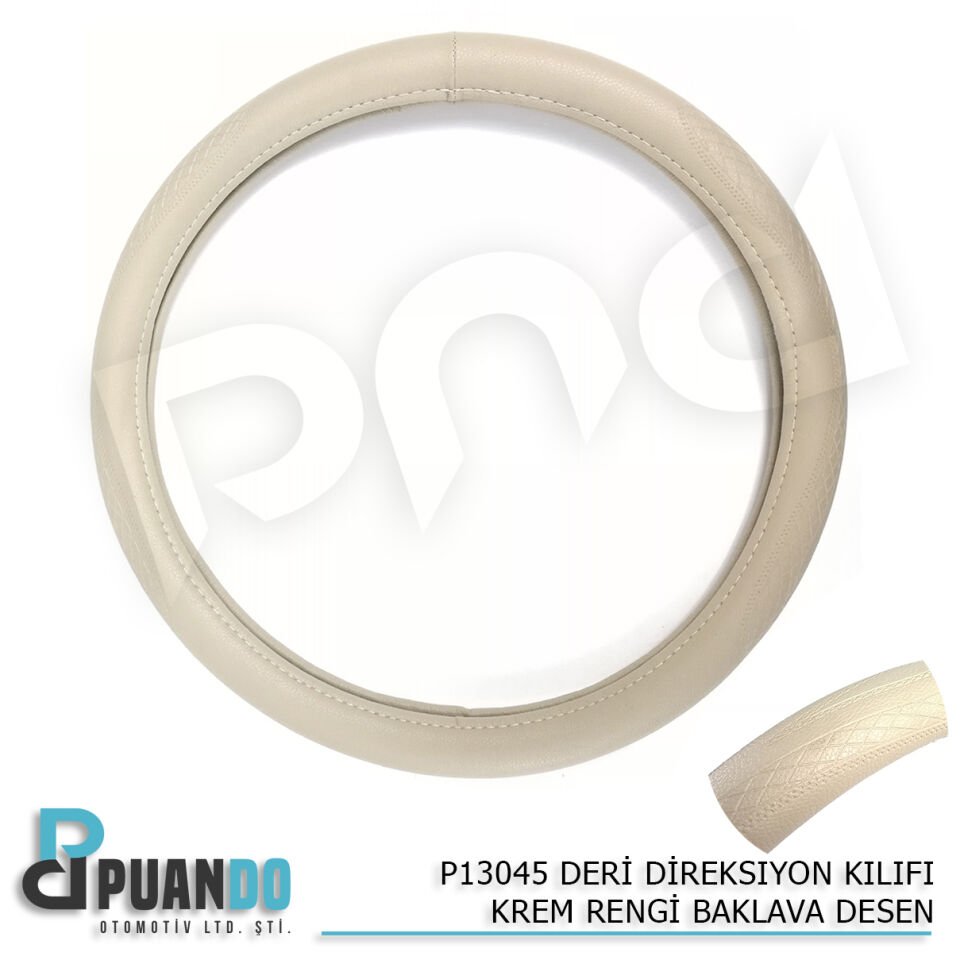 DERI DIREKSIYON KILIFI KREM RENGI BAKLAVA DESEN