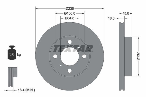 MITSUBISHI CARISMA (DA) 1.6:1.9 TD FREN DISKI ÖN MB950922 TEXTAR 2'li Paket