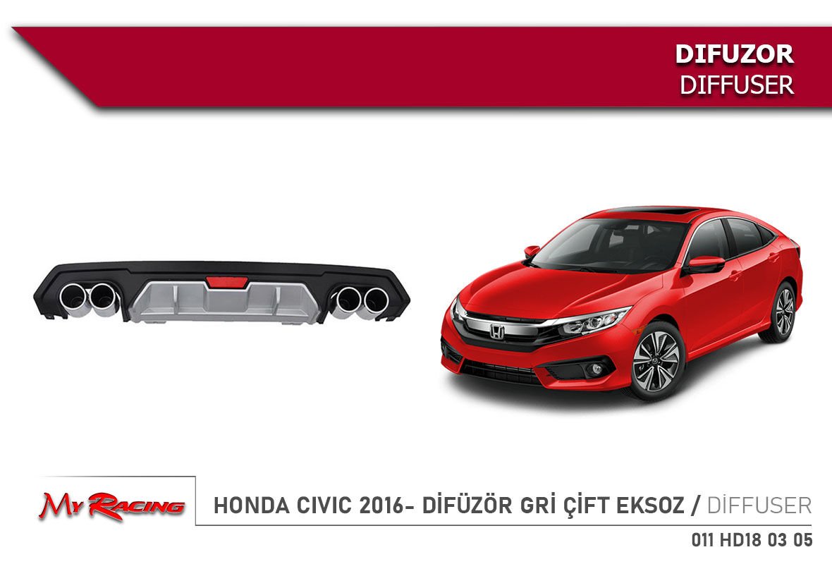 HONDA CİVİC 2016- DİFÜZÖR GRİ ÇİFT EKSOZ