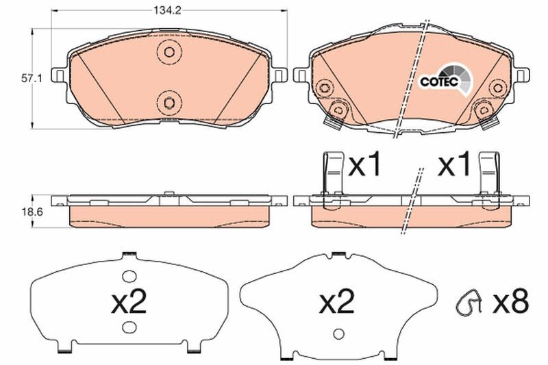 TOYOTA COROLLA (E18) : AURIS (E18) 13-18 13-18 FREN BALATASI ÖN 04465-02391 TRW