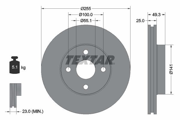 TOYOTA COROLLA (E12) : VERSO (E12) 1.6 02-03 02-06 FREN DISKI ÖN 43512-02070 TEXTAR 2'li Paket