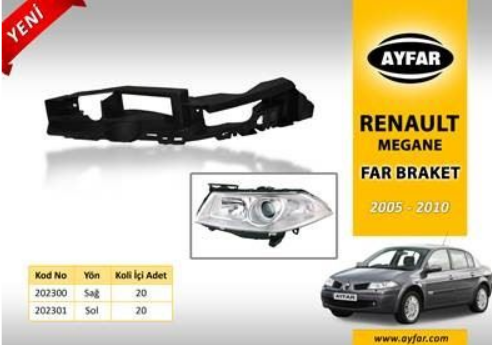 RENAULT MEGAN II 05-10 FAR BRAKETI ÜST SAG 8200412349 AYFAR
