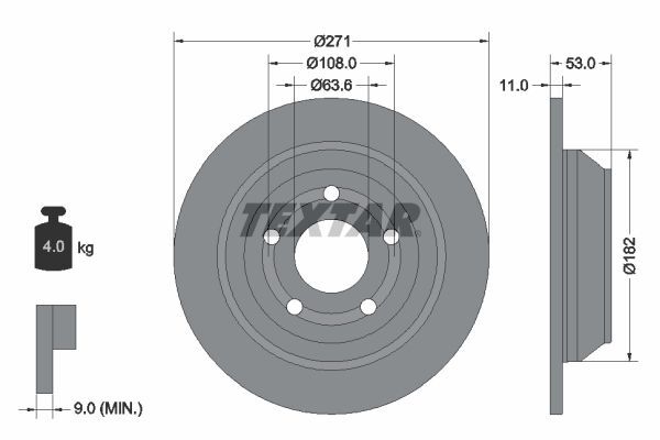 FORD PUMA 19- FREN DISKI ARKA L1TC 2A315 AA TEXTAR 2'li Paket