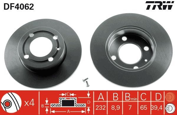 VOLKSWAGEN POLO-POLO CLASSIC 99- FREN DISKI ARKA 6N0615601B TRW 2'li Paket