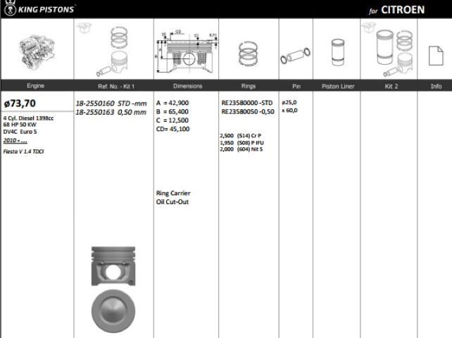 FORD FIESTA 12- PISTON+SEGMAN AV2Q 6K108 AA FEDERAL