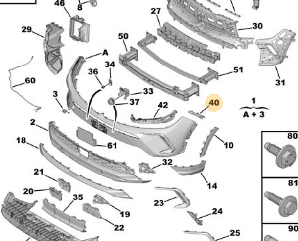 OPEL GRANDLAND X 18- TAMPON BRAKETI ÖN SAG OE-OPEL