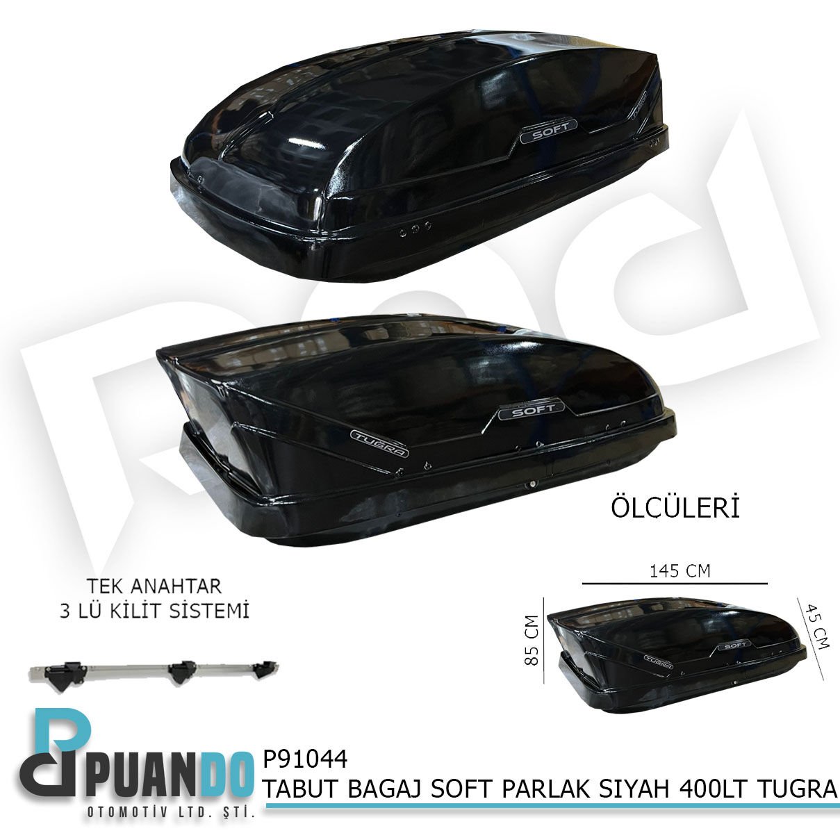 TABUT BAGAJ SOFT PARLAK SIYAH 400LT TUGRA