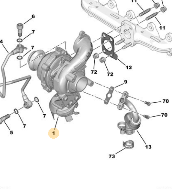 PEUGEOT 208/2008/308 II/3008/ 508/5008/FOCUS 12- TURBO SARJ FM5Q 6K682 AA / 9848017480 OE-PSA