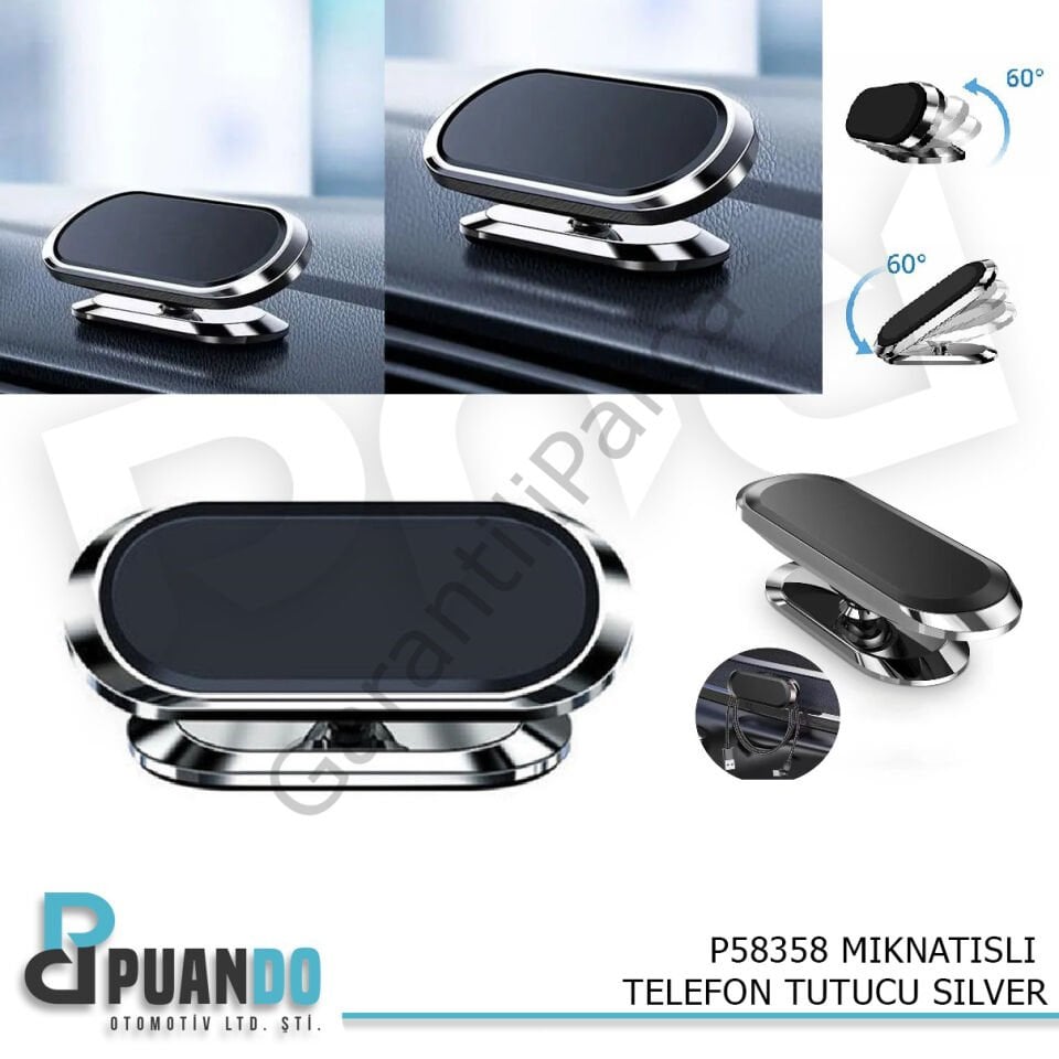 MIKNATISLI TELEFON TUTUCU SILVER