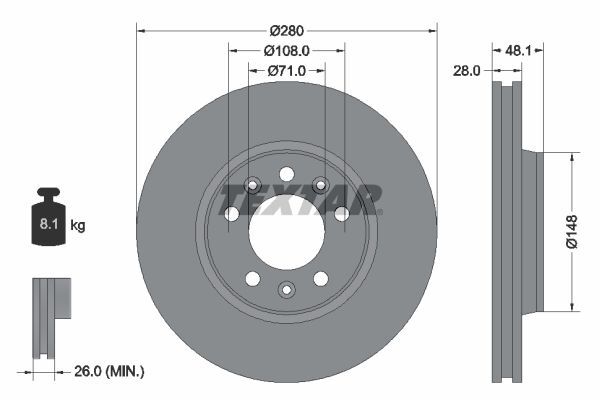FIAT SCUDO III EXPERT III  JUMPY III 07- FREN DISKI ÖN 1618864980 TEXTAR 2'li Paket