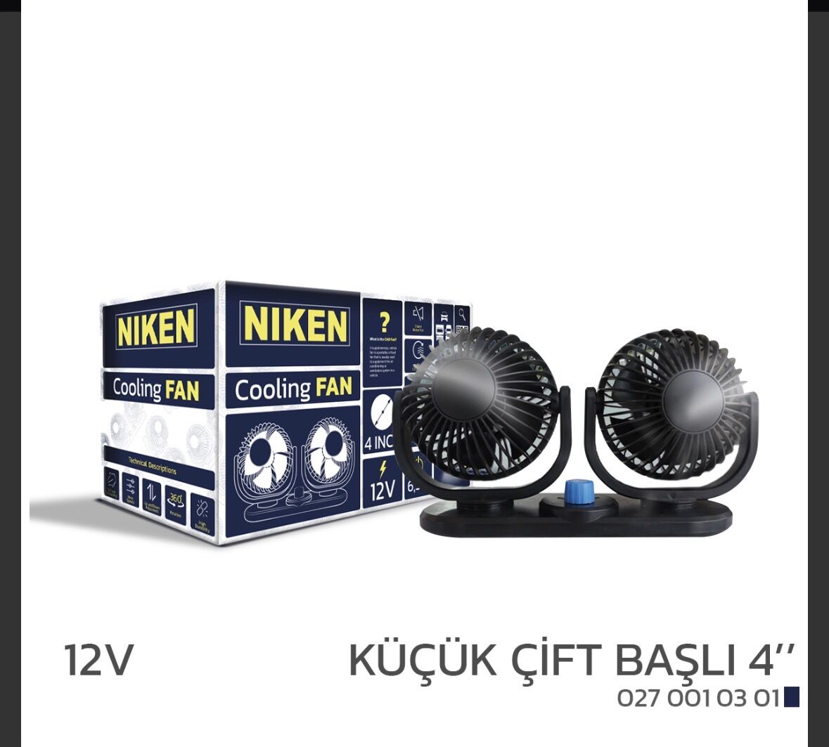 VANTİLATÖR 12V 4 INCH ÇİFT BAŞLI