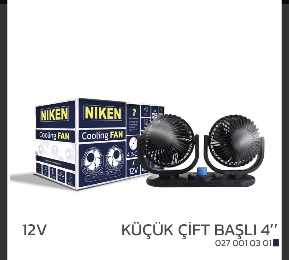 VANTİLATÖR 12V 4 INCH ÇİFT BAŞLI