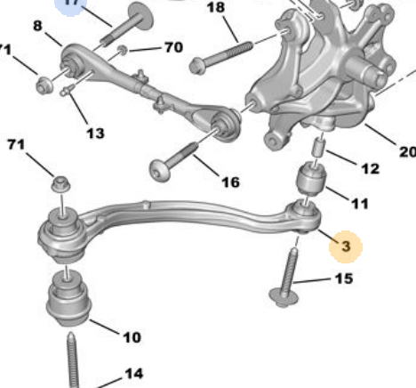 PSA PEUGEOT 97-00 SAG ARKA BARA KOLU OE-PSA